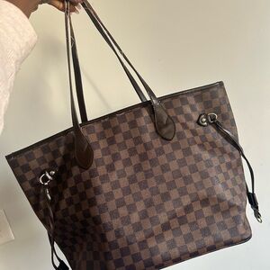 Daisy rose Brown Checkered Tote Bag
